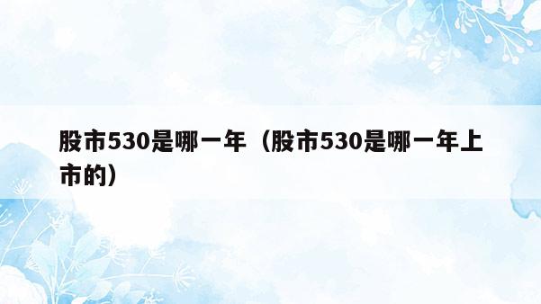 股市530是哪一年（股市530是哪一年上市的）